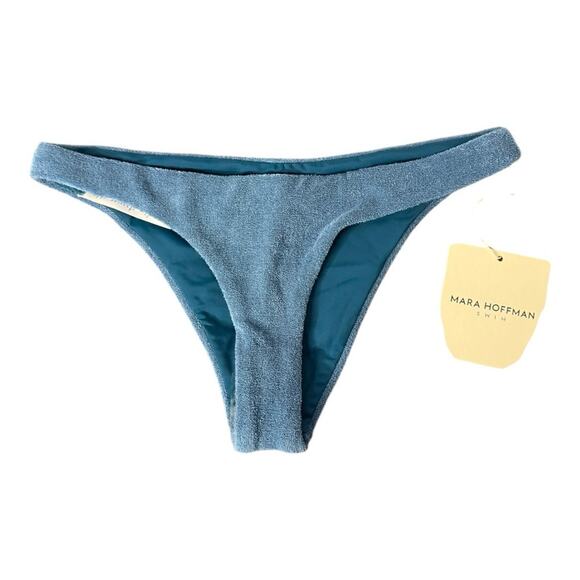 Anthropologie Mara Hoffman Kay Terry Fabric Bikini Bottom in Slate Blue XS NWT - Picture 3 of 9